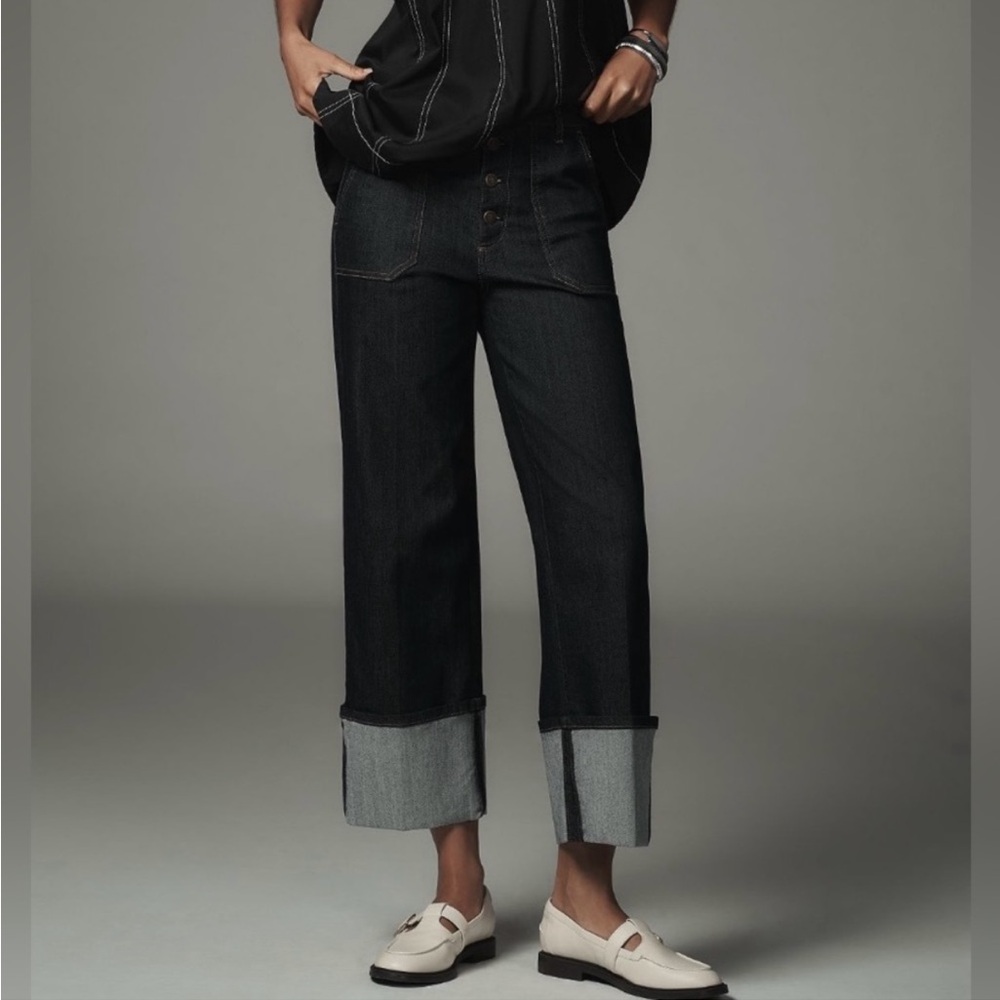 Anthropologie Pilcro Utility Cuff High-Rise Straight-Leg Jeans 31